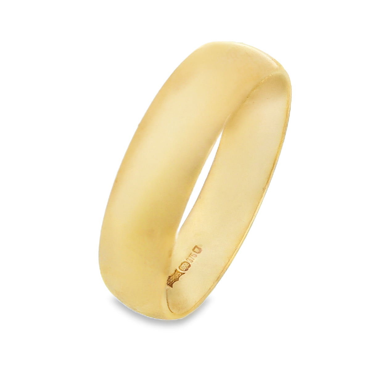 9ct Yellow Gold D-Shape Wedding Band - Size T½ - 7mm