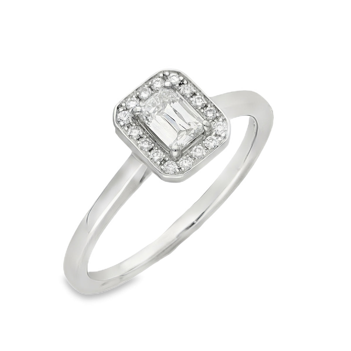 950 Platinum Diamond Halo Engagement Ring - Size P - 0.49ct
