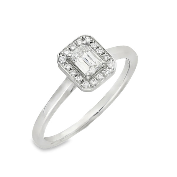 950 Platinum Diamond Halo Engagement Ring - Size P - 0.49ct