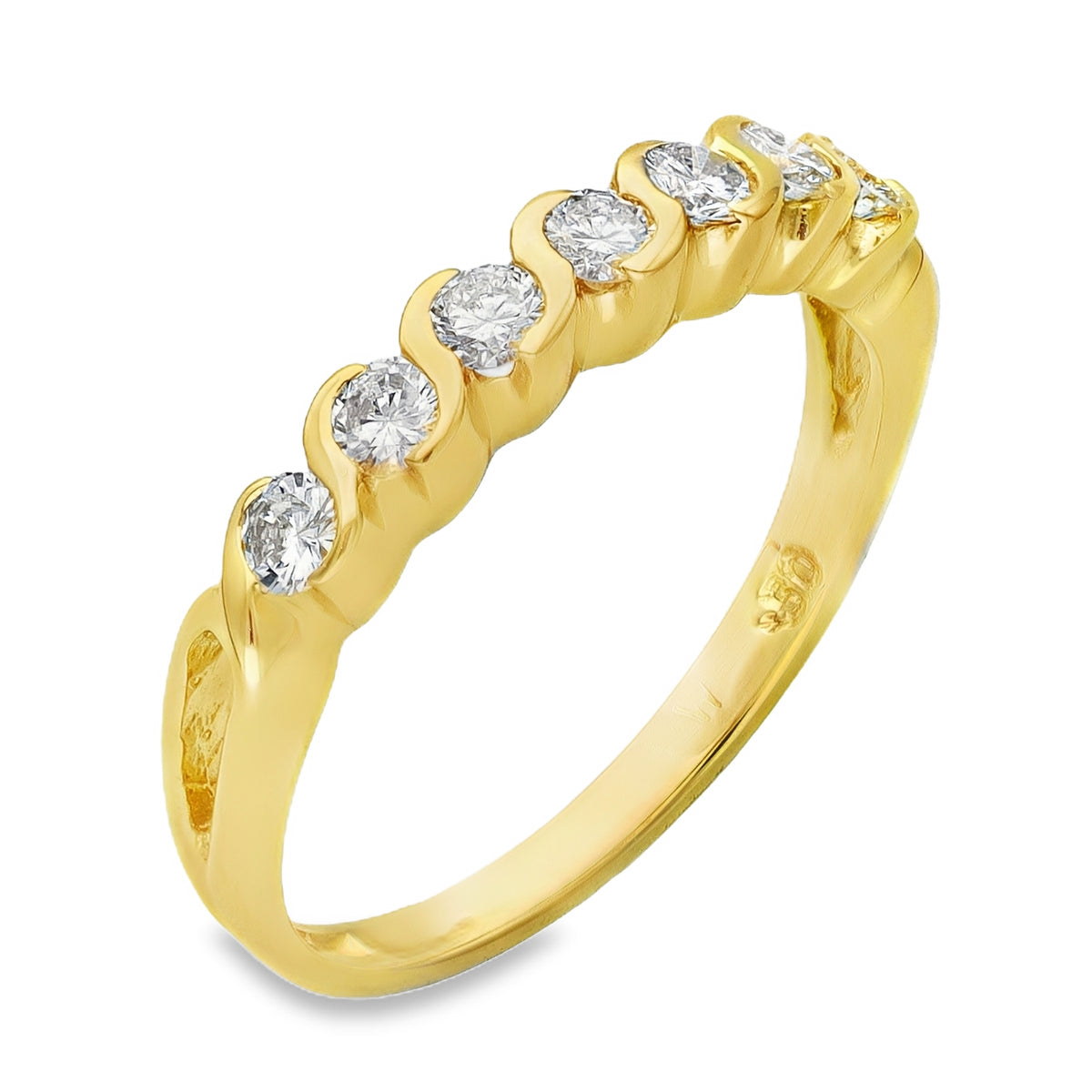 18ct Yellow Gold Diamond Half Eternity Ring - Size P - 0.50ct
