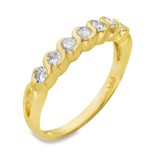 18ct Yellow Gold Diamond Half Eternity Ring - Size P - 0.50ct