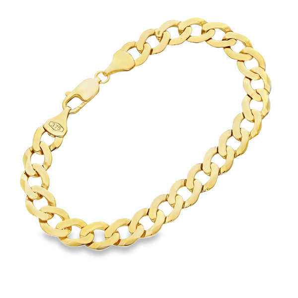 9ct Yellow Gold Flat Curb Bracelet - 8.5" - 14.1g