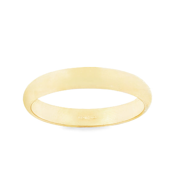 9ct Yellow Gold Plain D-Shape Wedding Band - Size Y½ - 4mm