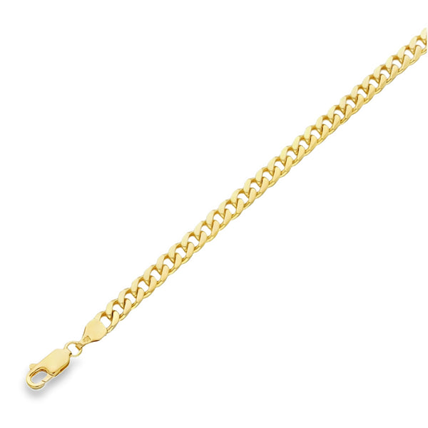 9ct Yellow Gold Flat Curb Bracelet - 7.5" - 9.1g
