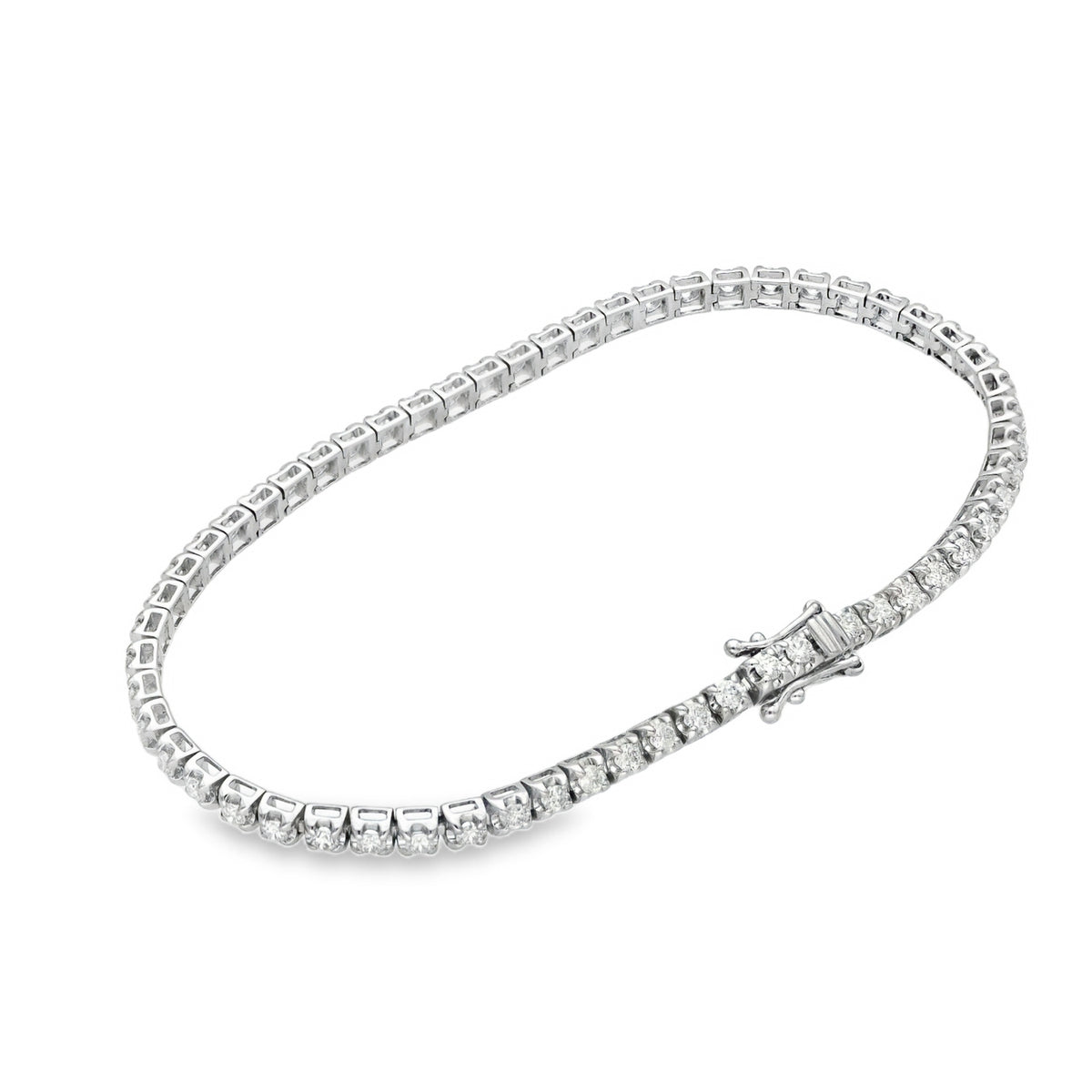 9ct White Gold 2.00ct Diamond Tennis Bracelet – 18.5cm