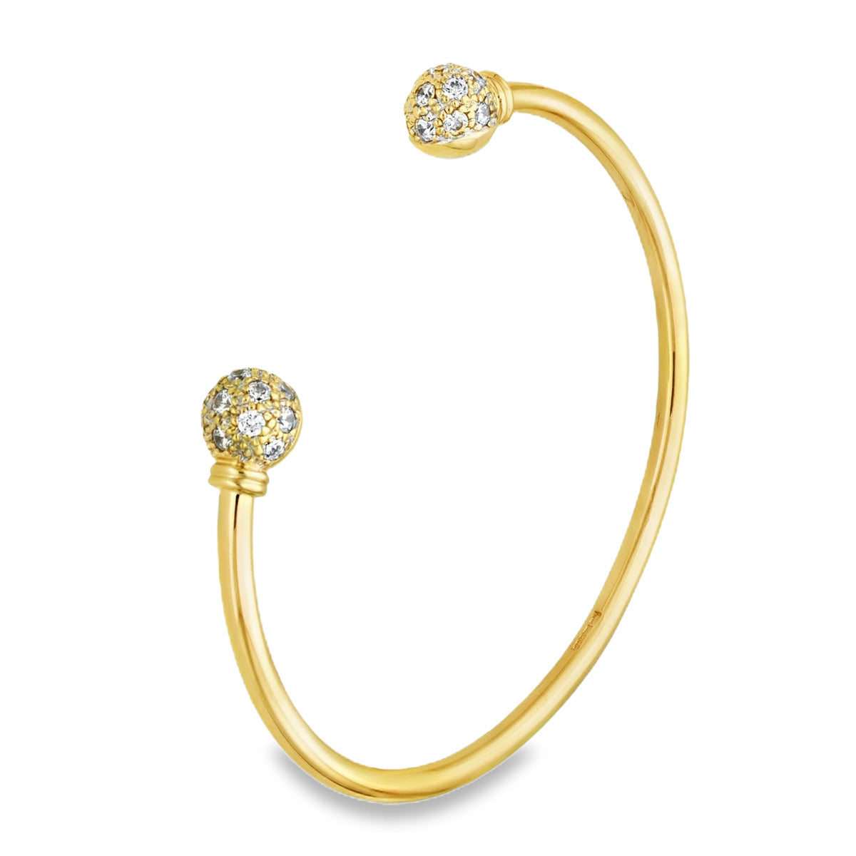 9ct Yellow Gold Cubic Zirconia Torque Bangle - 20cm - 24.2g