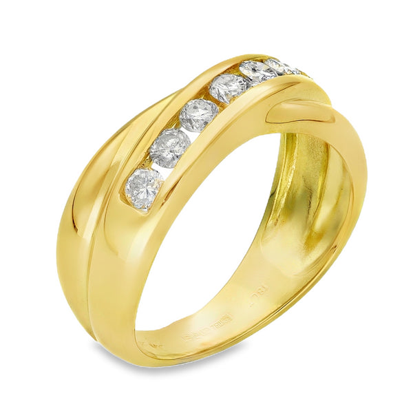 18ct Yellow Gold Diamond Crossover Ring - Size M - 0.50ct