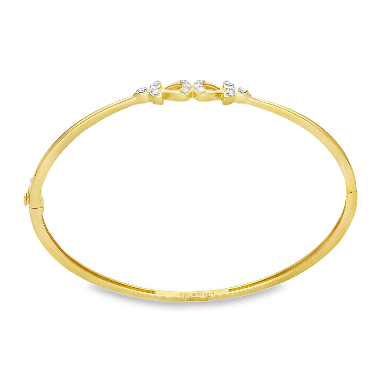 18ct Yellow Gold Diamond Set Bangle - 16cm - 0.12ct