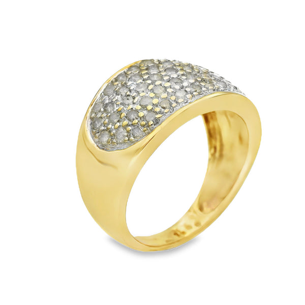 9ct Yellow Gold Diamond Pavé Cluster Ring - Size L - 1.00ct