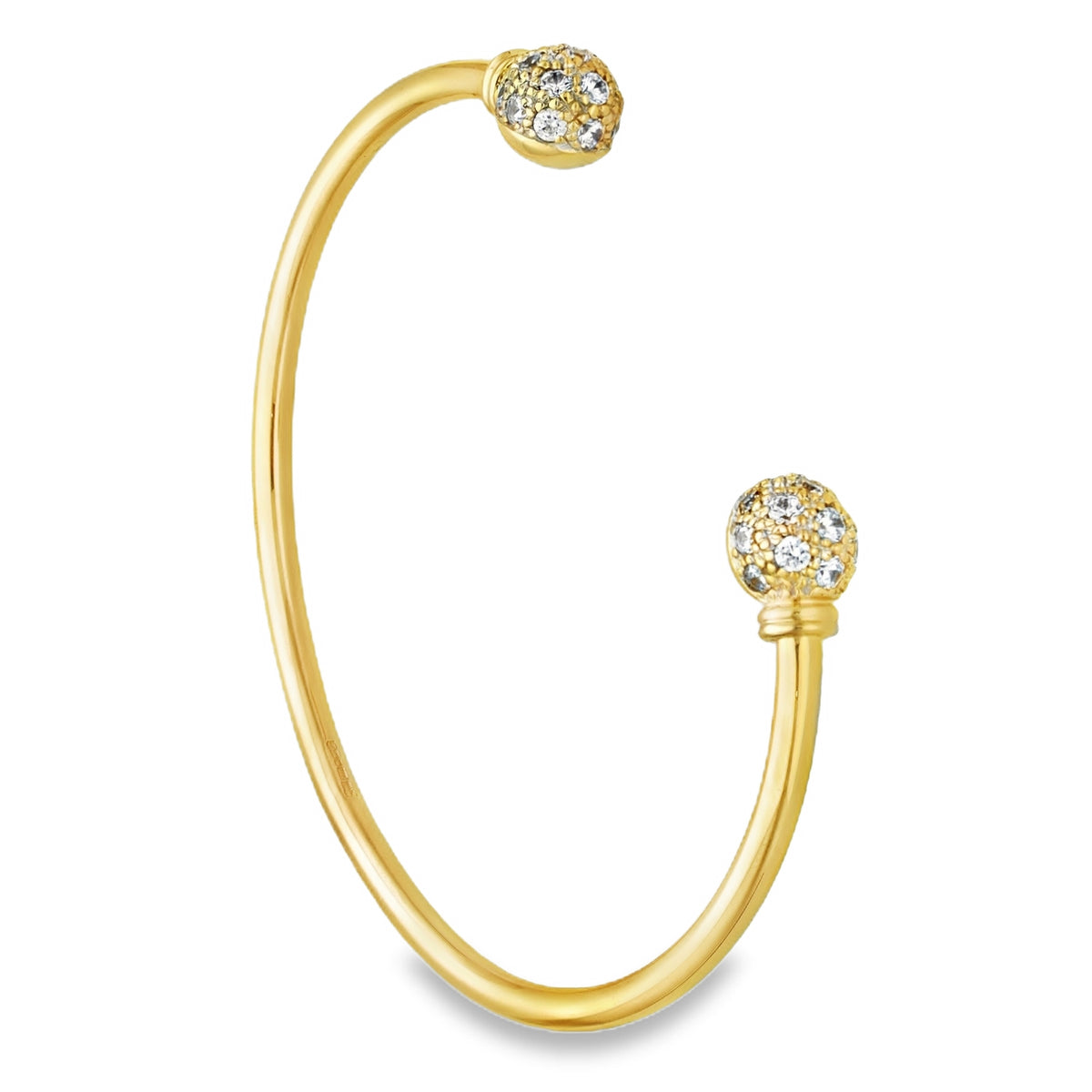 9ct Yellow Gold Cubic Zirconia Torque Bangle - 20cm - 24.2g