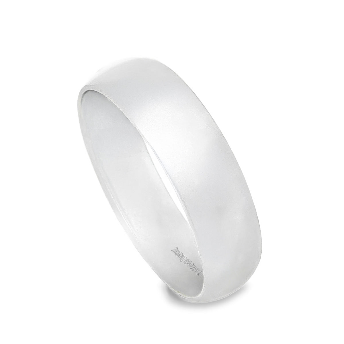 18ct White Gold D-Shape Wedding Band - Size W - 6mm