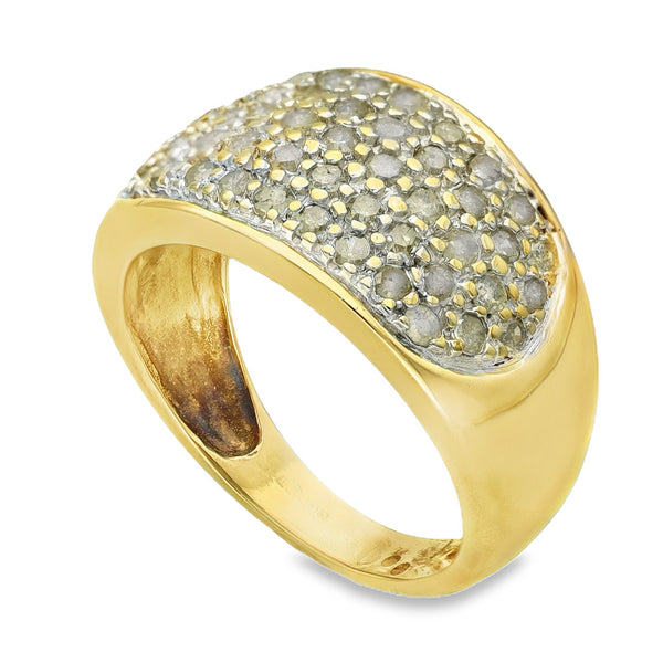 9ct Yellow Gold Diamond Pavé Cluster Ring - Size L - 1.00ct