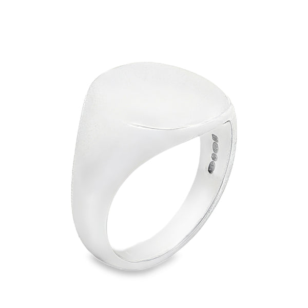 925 Silver Plain Cushion Signet Ring - Size N - 14mm