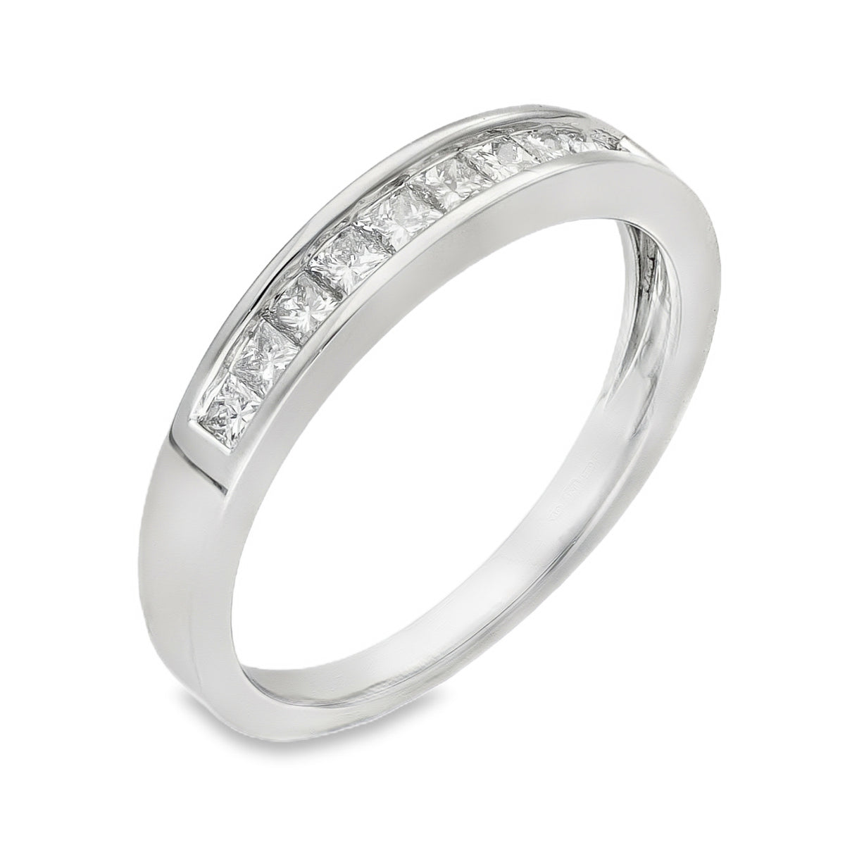 18ct White Gold Diamond Half Eternity Ring - Size O - 0.50ct