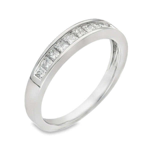 18ct White Gold Diamond Half Eternity Ring - Size O - 0.50ct