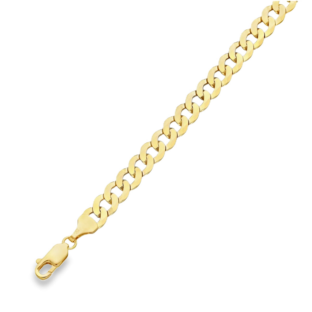 9ct Yellow Gold Flat Oval Curb Bracelet - 7.5" - 5.7g