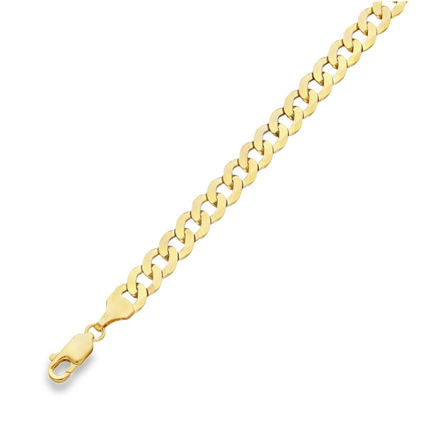 9ct Yellow Gold Flat Oval Curb Bracelet - 7.5" - 5.7g