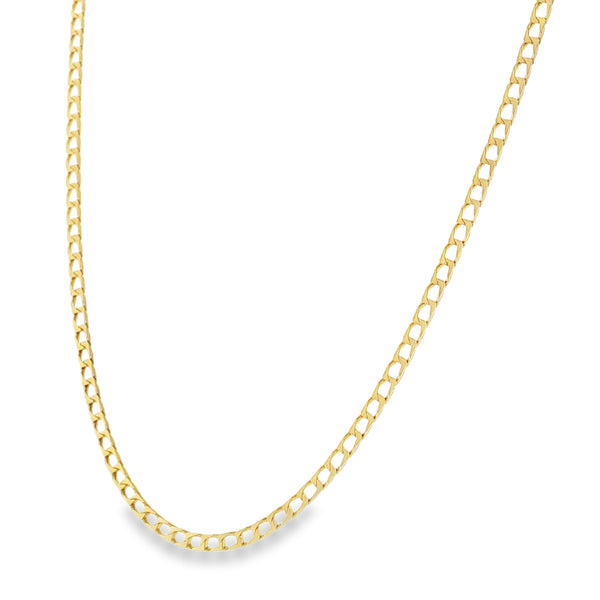9ct Yellow Gold Open Link Square Curb Chain - 22" - 6.0g