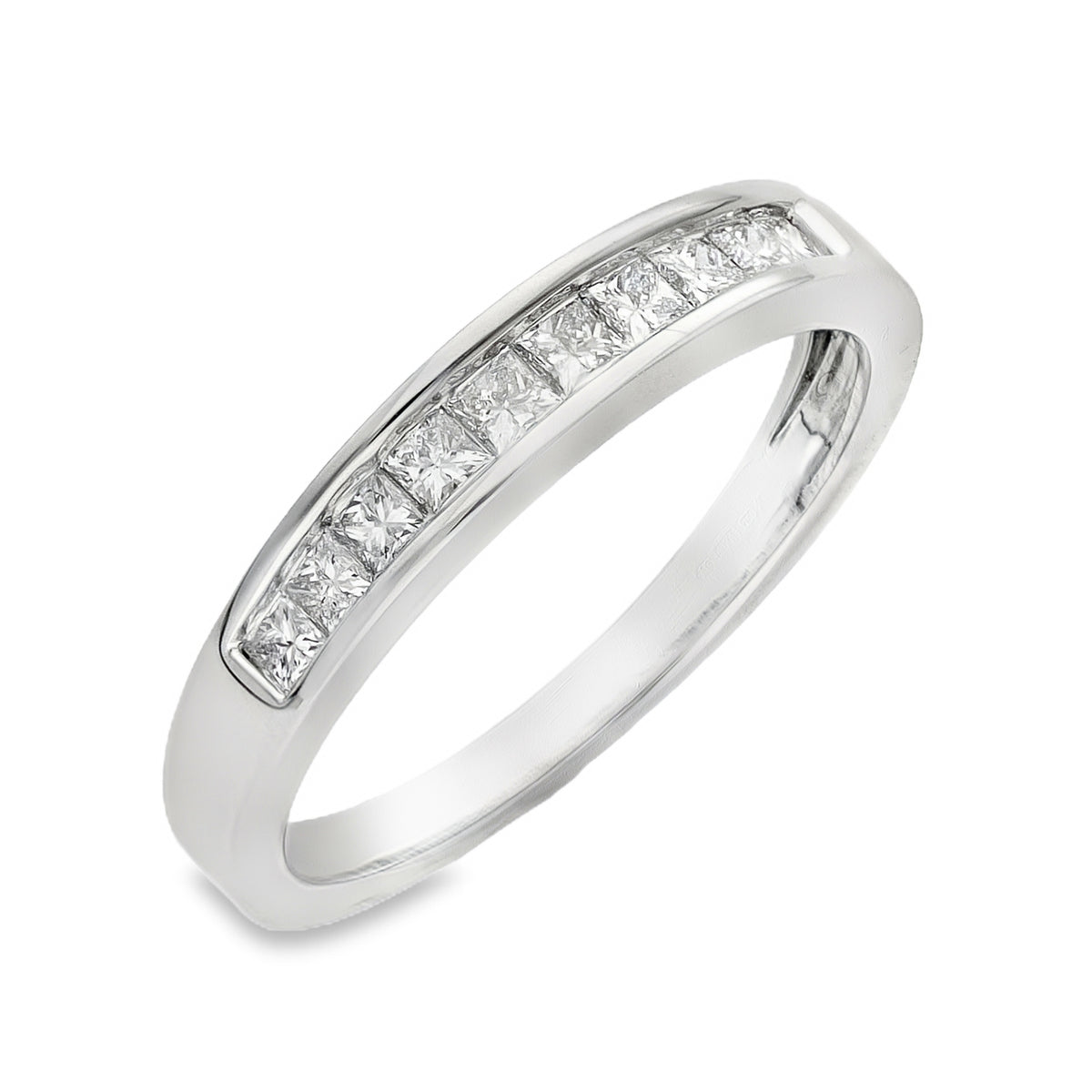 18ct White Gold Diamond Half Eternity Ring - Size O - 0.50ct
