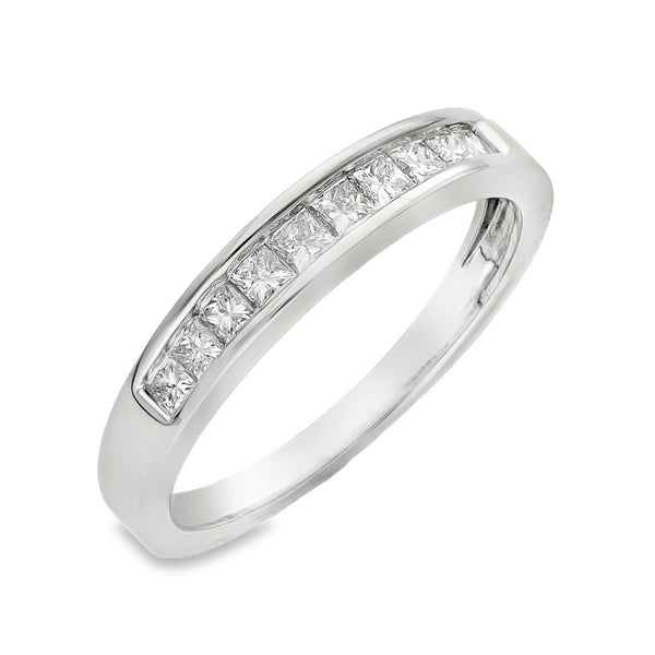 18ct White Gold Diamond Half Eternity Ring - Size O - 0.50ct