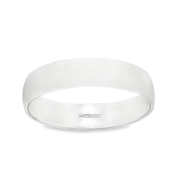 950 Platinum Plain D-Shape Wedding Band - Size V - 5mm