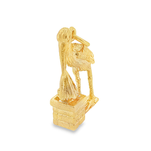 9ct Yellow Gold Stalk & Basket Charm - 20x15x4.5mm - 2.8g