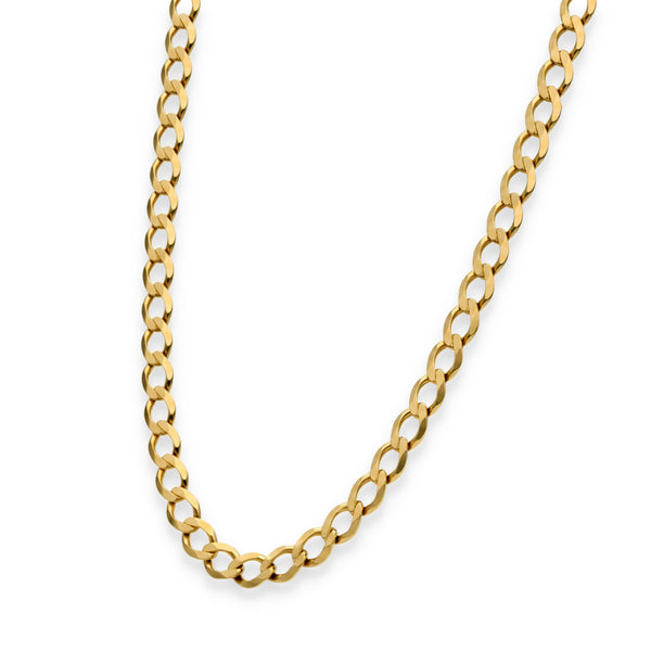 9ct Yellow Gold Flat Open D-Shape Curb Chain - 20" - 12.2g
