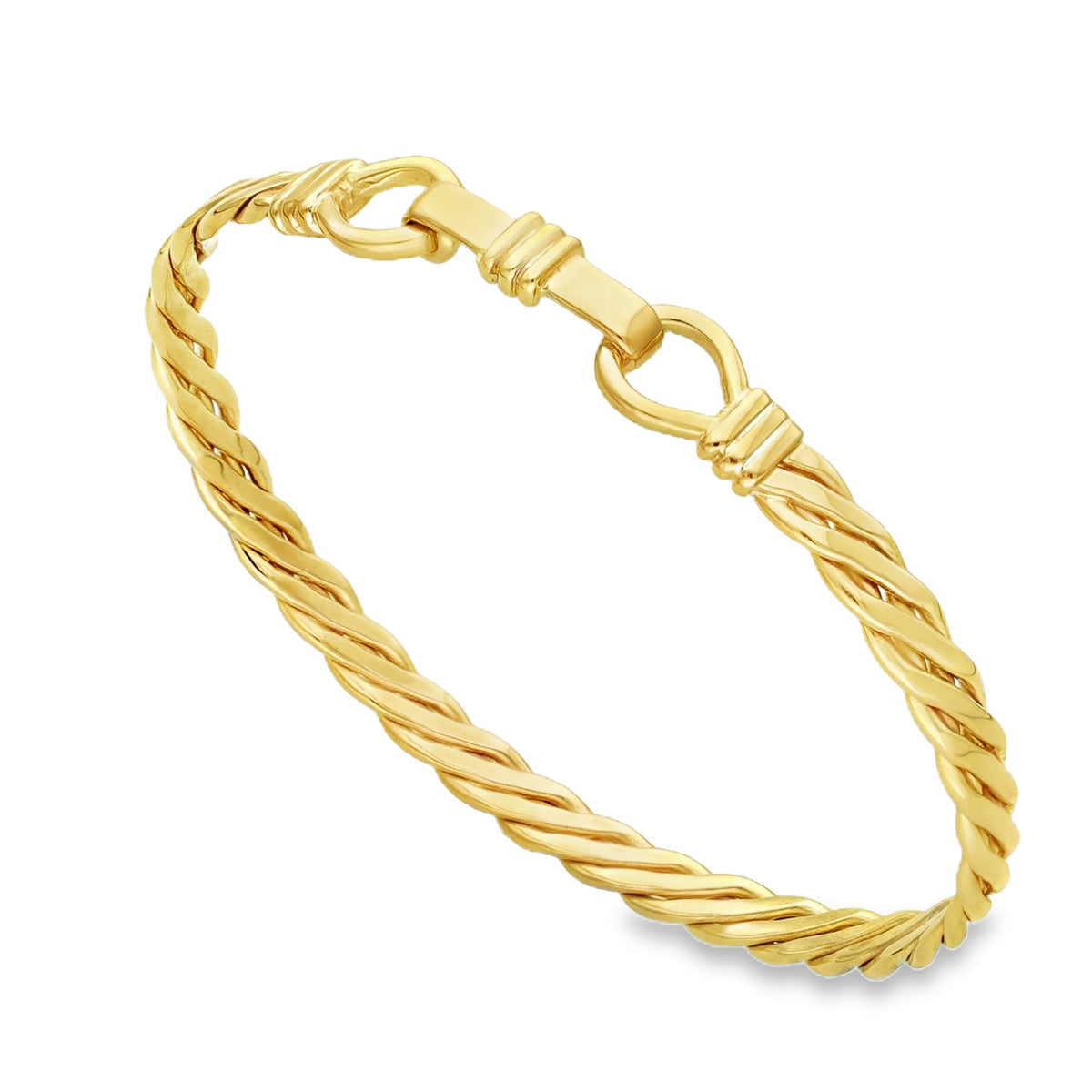 9ct Yellow Gold Twist Bangle - 18cm - 13.9g