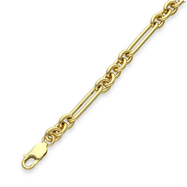 9ct Yellow Gold Heavy Figaro Bracelet - 8" - 19.9g