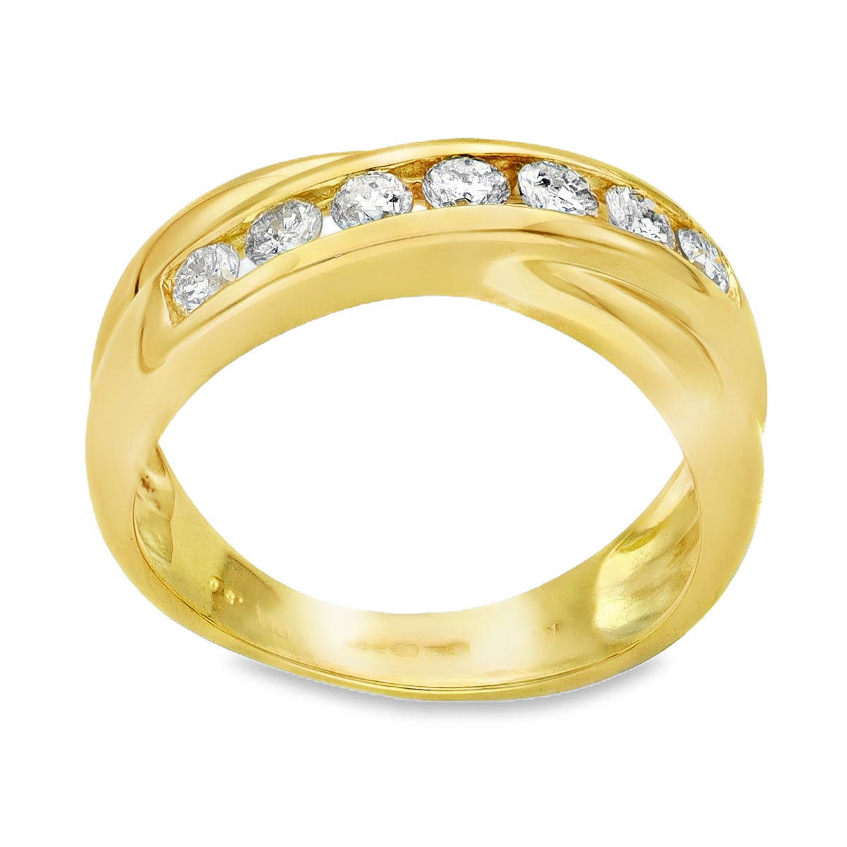 18ct Yellow Gold Diamond Crossover Ring - Size M - 0.50ct