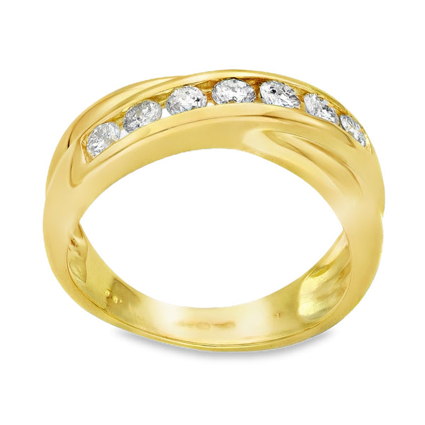 18ct Yellow Gold Diamond Crossover Ring - Size M - 0.50ct