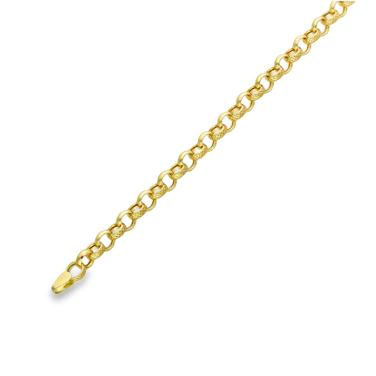 9ct Yellow Gold Patterned Link Bracelet - 7.5" - 3.4g