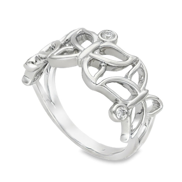 950 Platinum Diamond Butterfly Ring - Size P½ - 0.12ct