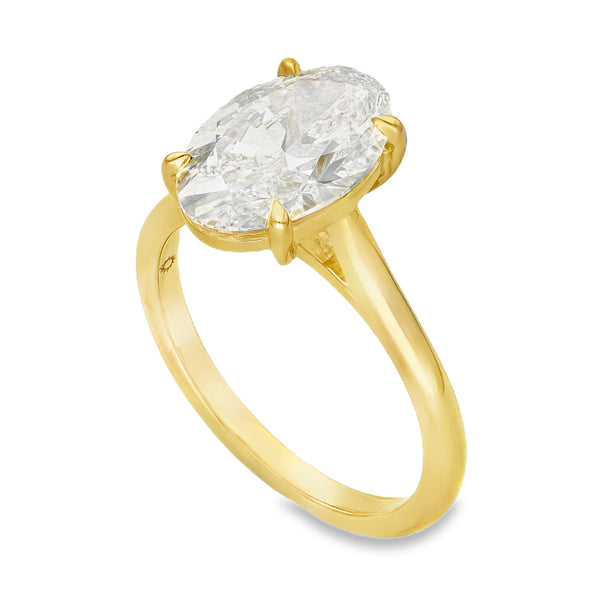 Lab 3.06ct D Vs1 Oval 18ct Yellow Gold Solitaire