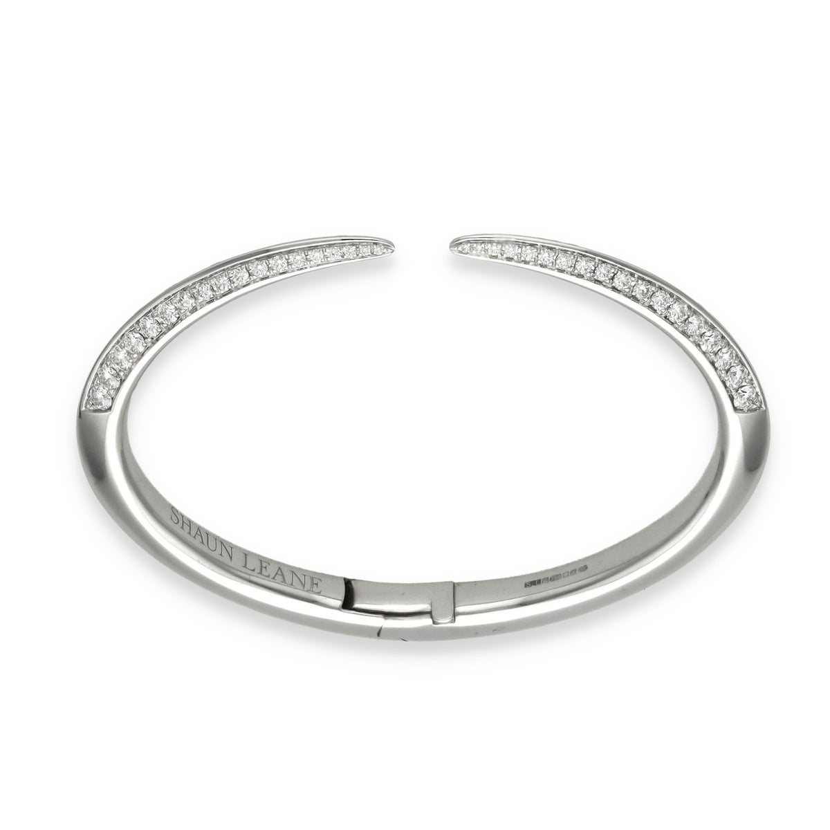 18ct White Gold Diamond Sabre Torque Bangle - 17.5cm - 1.93ct