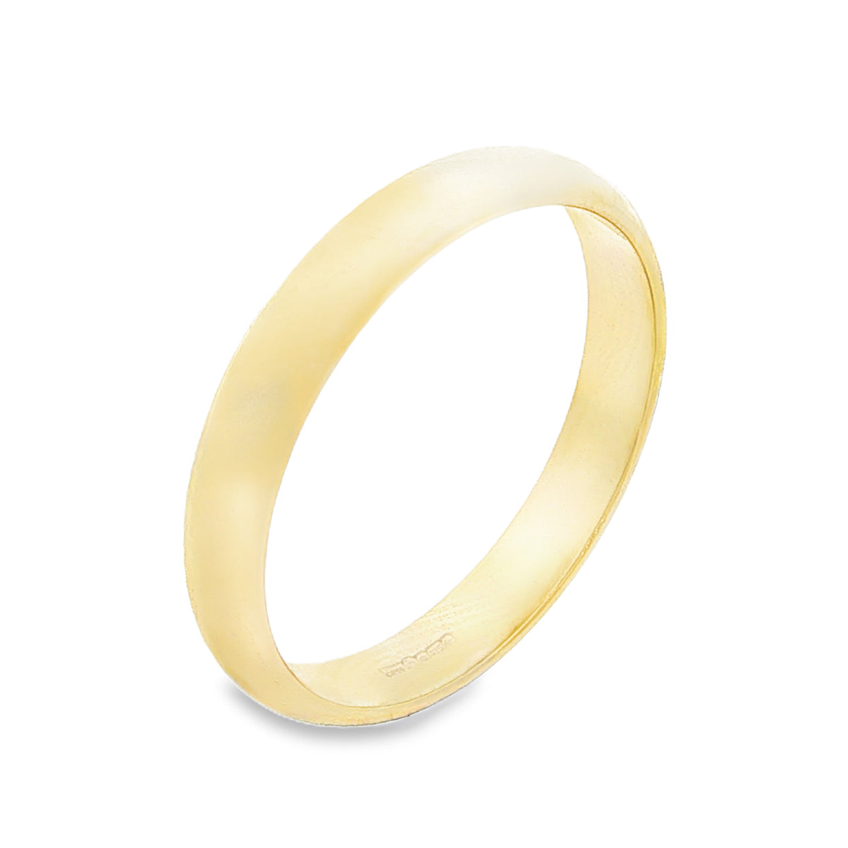 9ct Yellow Gold Plain D-Shape Wedding Band - Size Y½ - 4mm