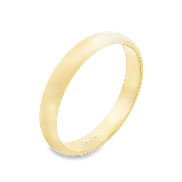 9ct Yellow Gold Plain D-Shape Wedding Band - Size Y½ - 4mm