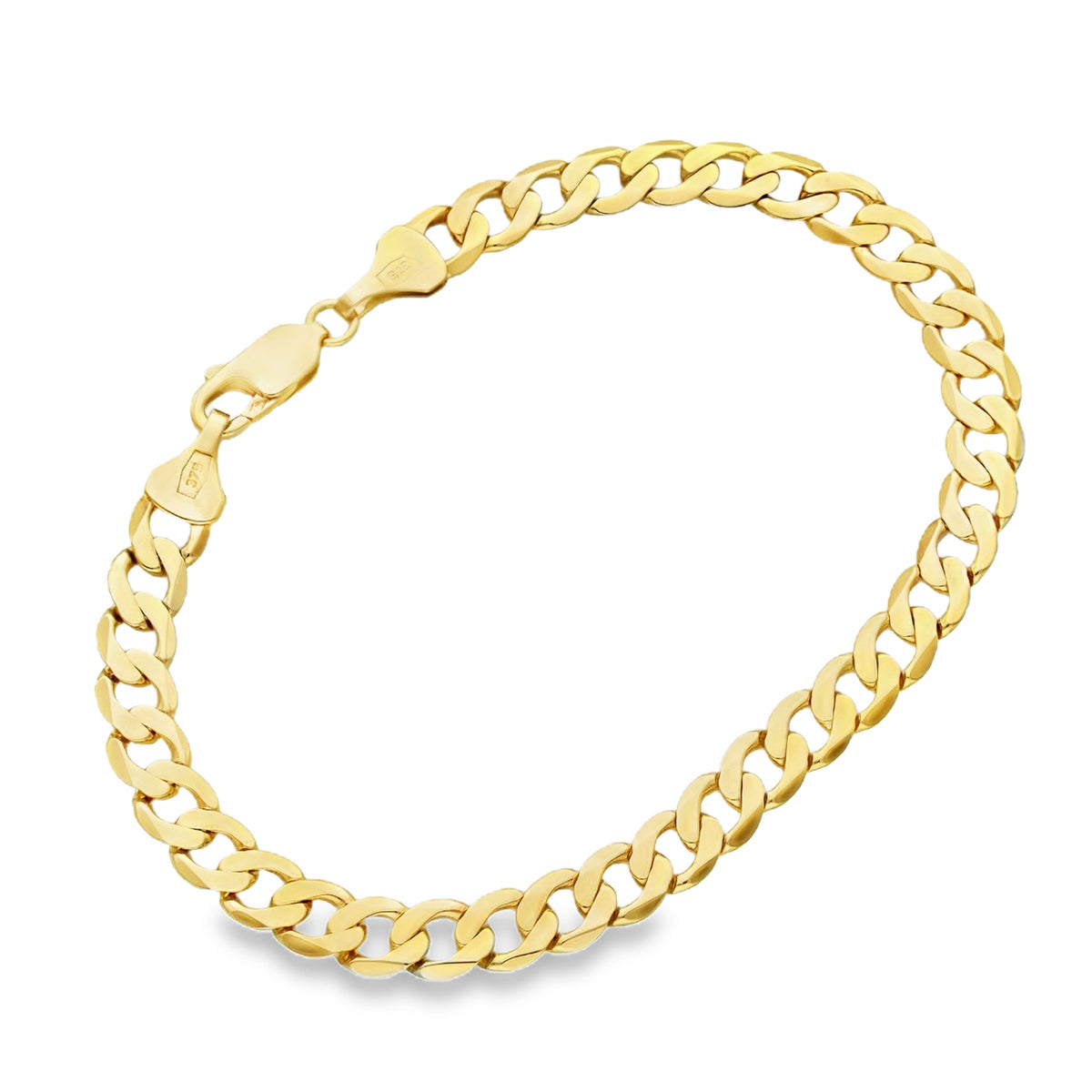 9ct Yellow Gold Oval Curb Bracelet - 7" - 9.4g