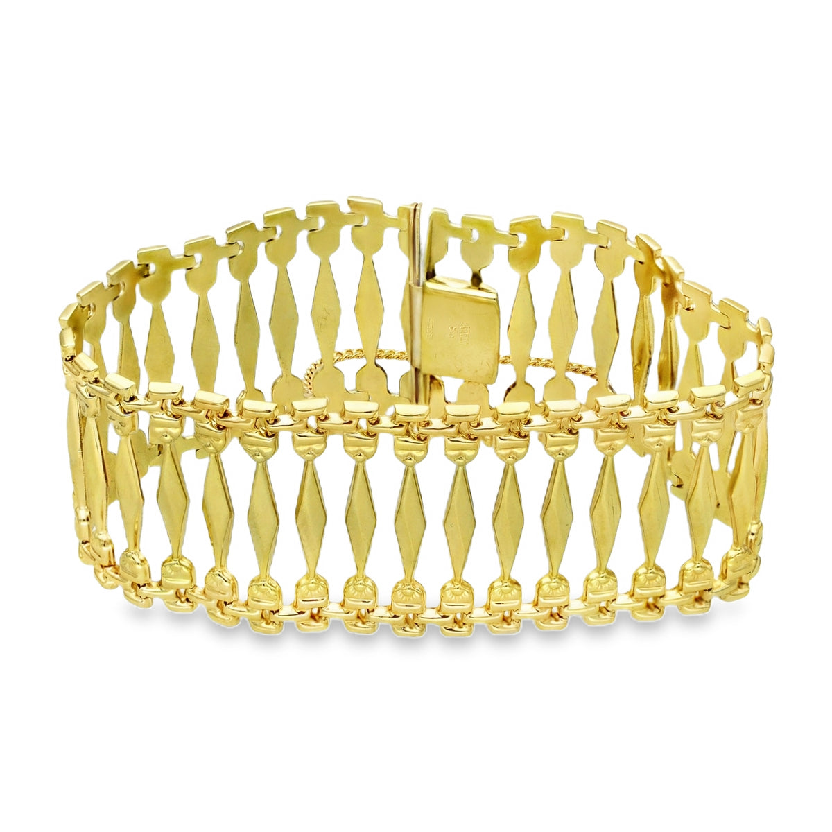 9ct Yellow Gold Wide Open Gate Bracelet - 7" - 24.0g