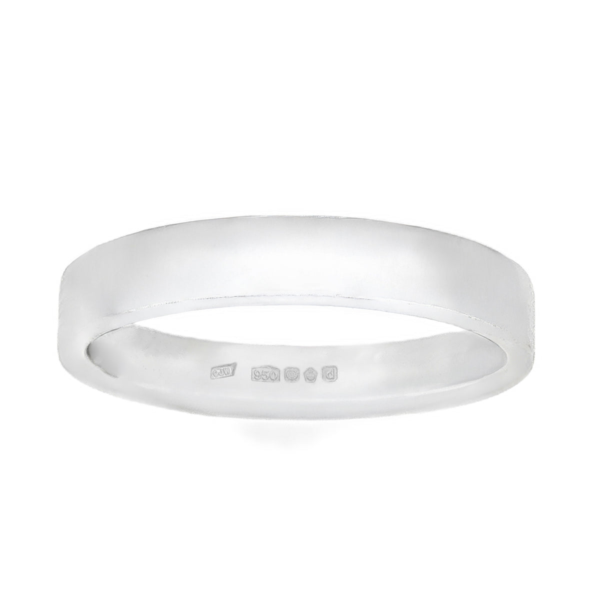 950 Platinum Plain Court Wedding Band - Size M - 3.5mm