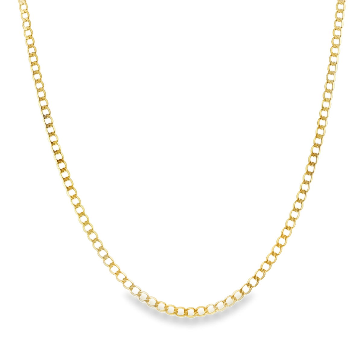 9ct Yellow Gold Open Flat Curb Chain - 20"- 3.7g