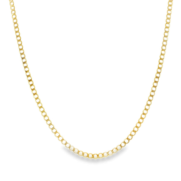 9ct Yellow Gold Open Flat Curb Chain - 20"- 3.7g