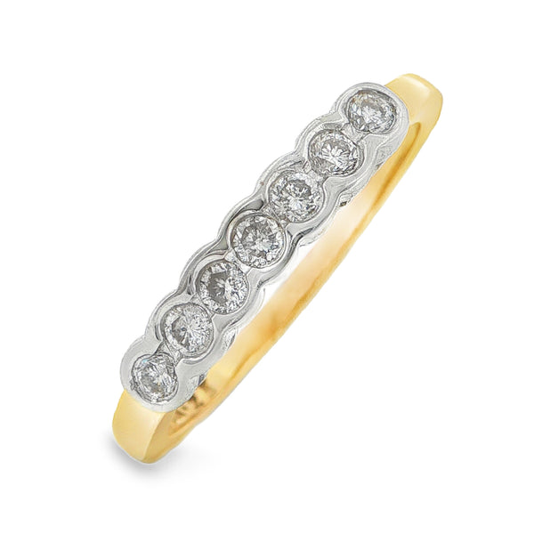 9ct Yellow & White Gold Diamond Eternity Ring - Size M - 0.25ct