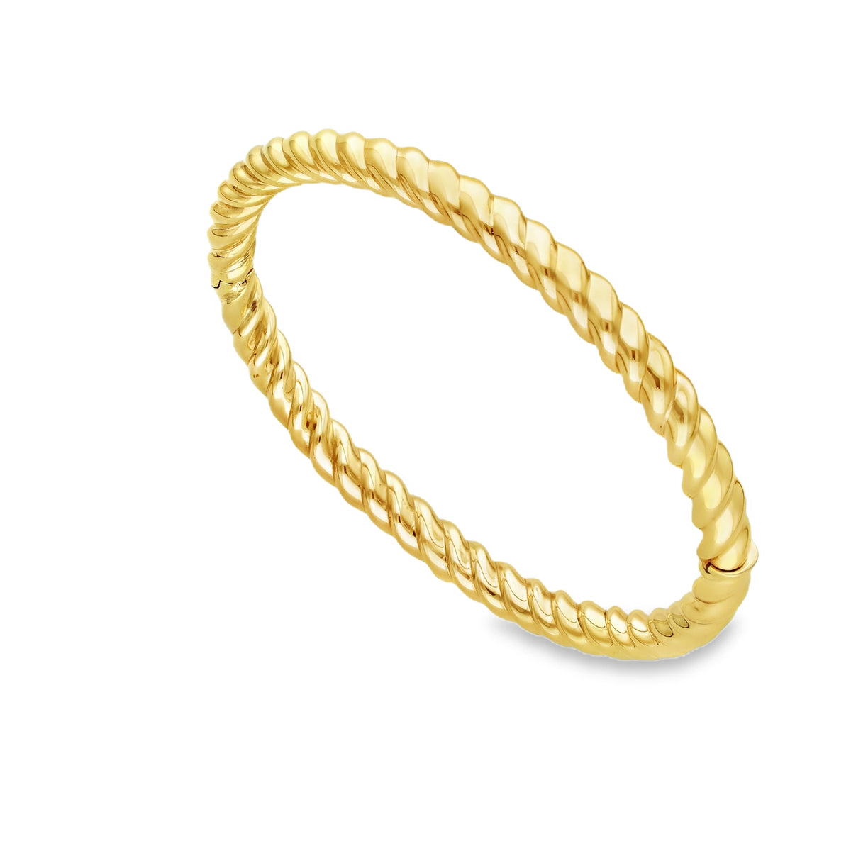 9ct Yellow Gold Hollow Twist Bangle - 6mm - 18cm - 14.6g