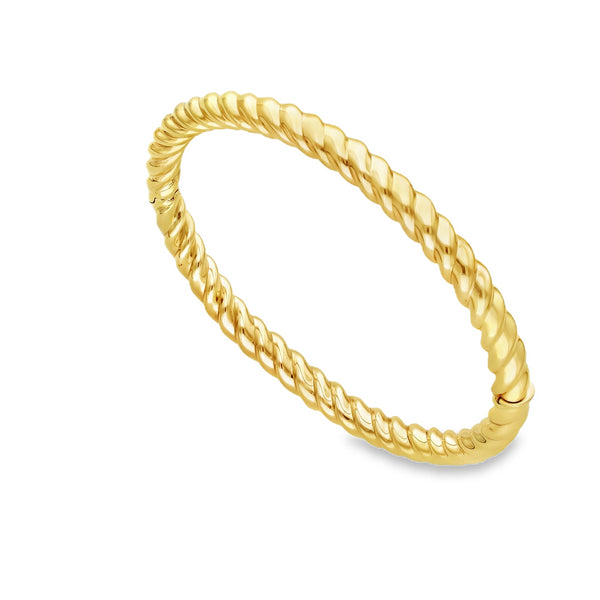 9ct Yellow Gold Hollow Twist Bangle - 6mm - 18cm - 14.6g