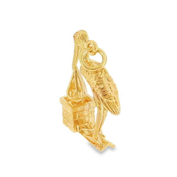 9ct Yellow Gold Stalk & Basket Charm - 20x15x4.5mm - 2.8g