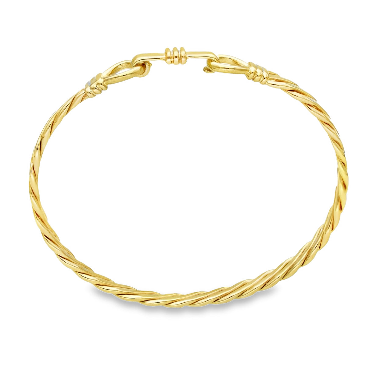 9ct Yellow Gold Twist Bangle - 18cm - 13.9g