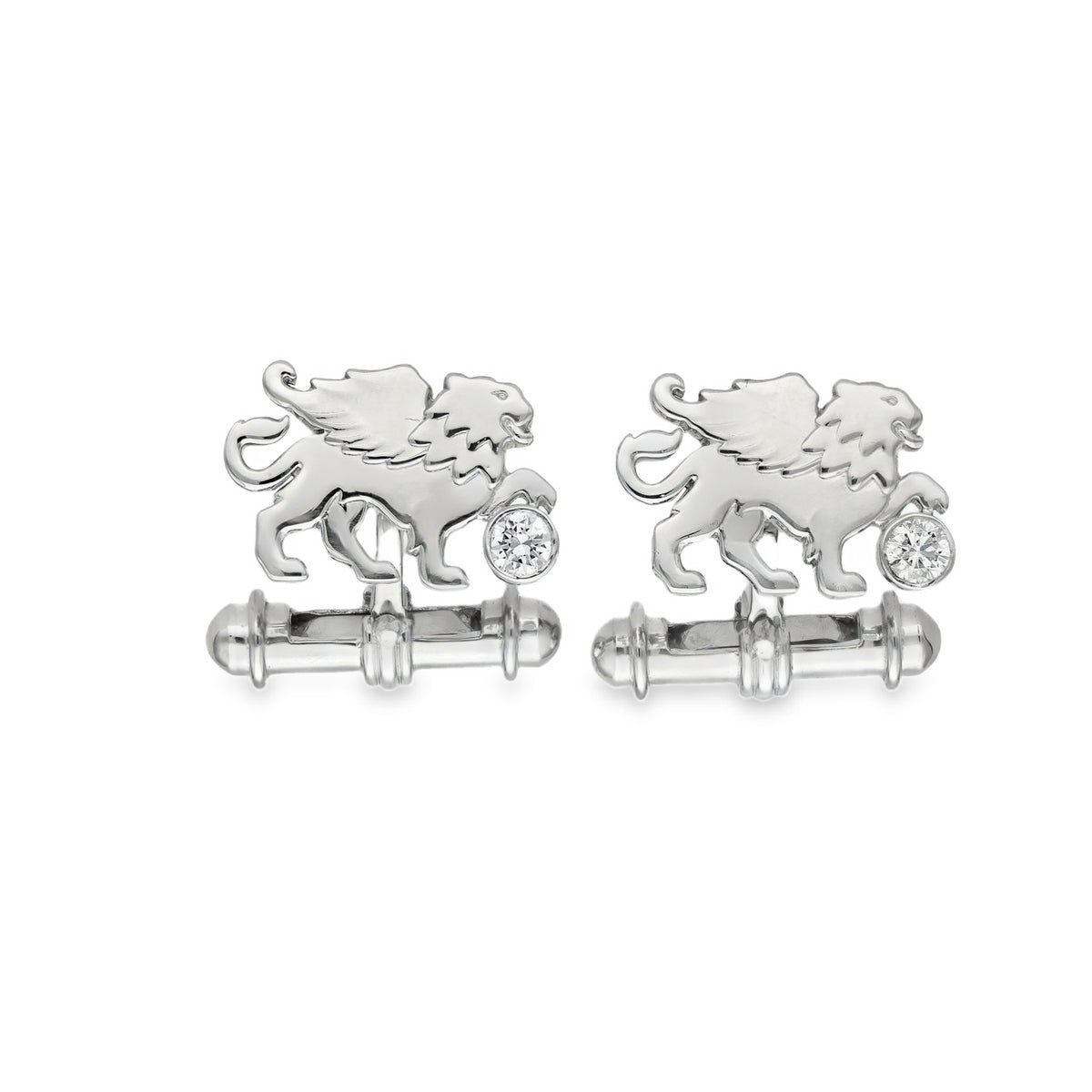 18ct White Gold Diamond Griffin Cufflinks - 19x13x2.5mm - 20.0g