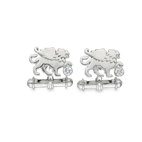 18ct White Gold Diamond Griffin Cufflinks - 19x13x2.5mm - 20.0g