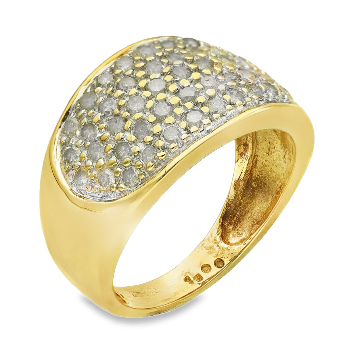 9ct Yellow Gold Diamond Pavé Cluster Ring - Size L - 1.00ct